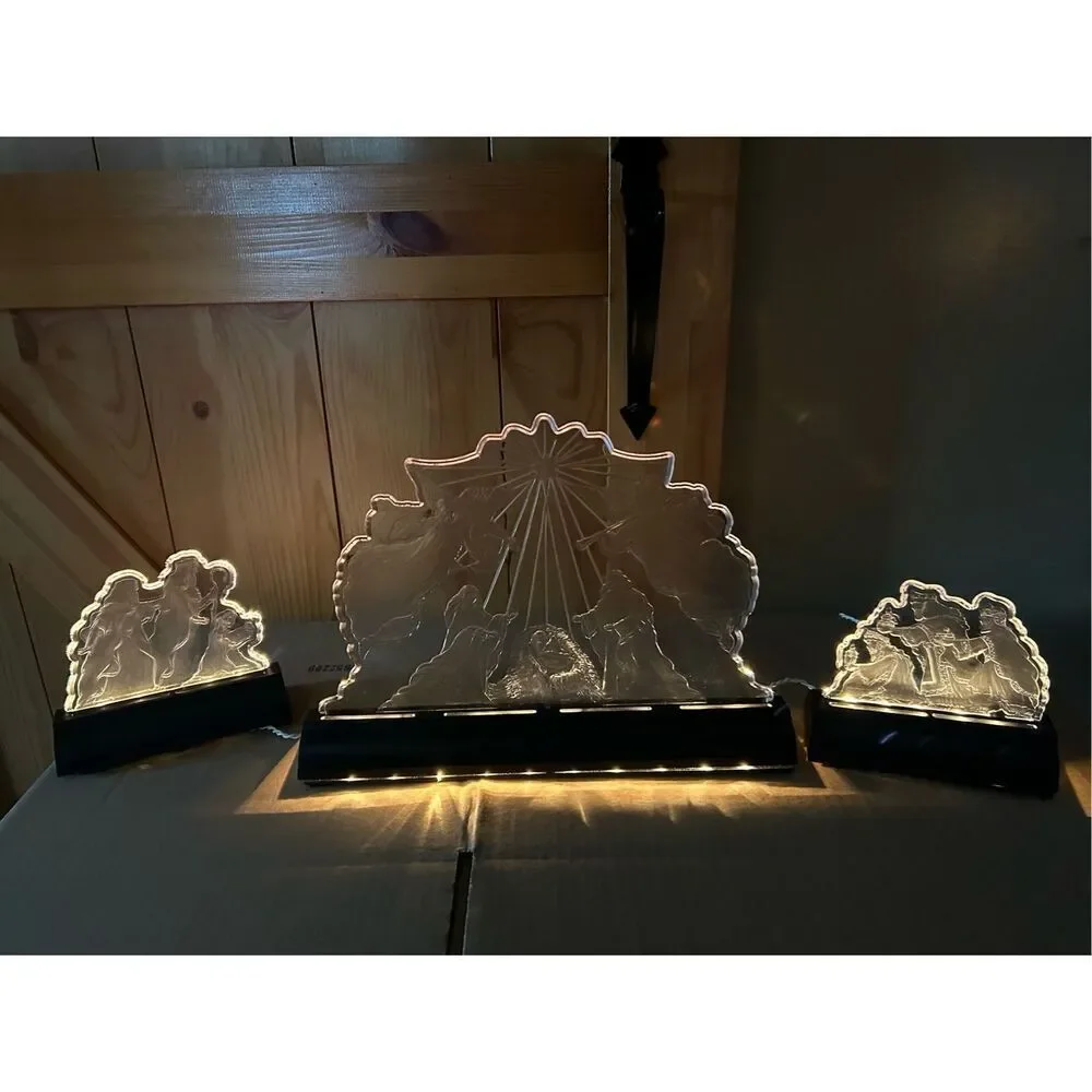 Light Up Nativity Set Christmas Holiday Vintage 1994 Crystalline Nativity Collec